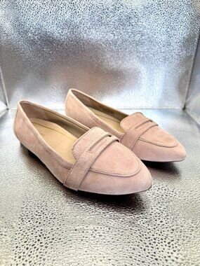 9W Wide Vionic Women's Savannah Loafer Pale Pink Suede Shoes Pointed Toe Leather